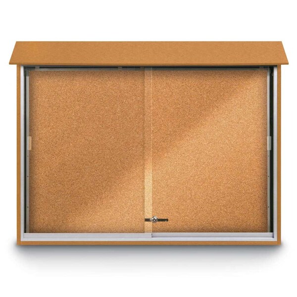 Outdoor Enclosed Combo Board, 72"x36", Satin Frame/White Porc & Black